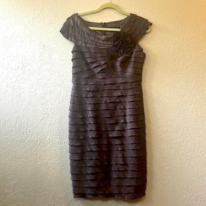 Adrianna Papell brown tiered ruffle dress